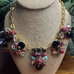 Elegant Gold and Pink Statement Necklace about 102.3 grams